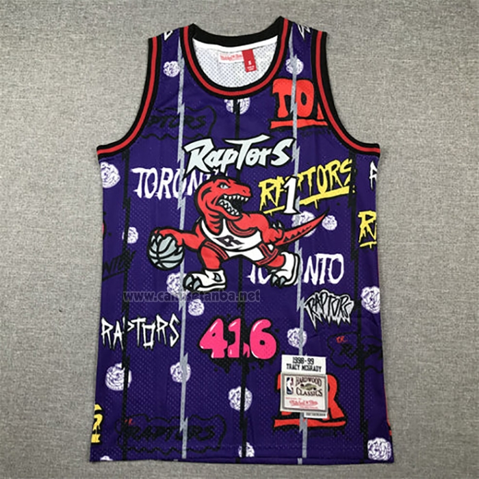 Camiseta Toronto Raptors Tracy McGrady #1 Mitchell & Ness 1998-99 Violeta1